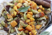 Velvety White Bean Mash Roasted Brussels and Butternut Delight
