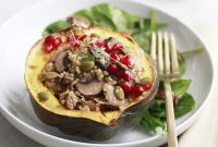 Golden Acorn Squash with Savory Mushroom Quinoa