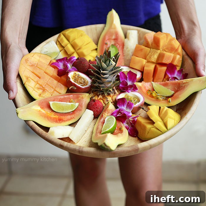Tropical Fruit Platter ready for sharing on Pinterest