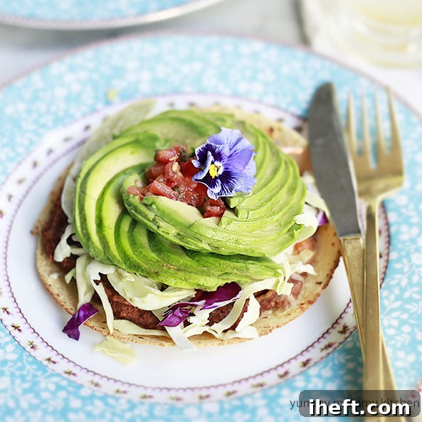 Vegetarian Tostadas with Avocado Roses