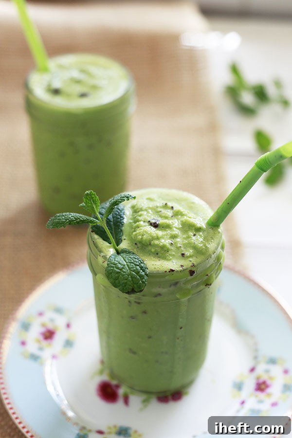 Healthy Mint Chip Shake with Secret Spinach, a green smoothie.