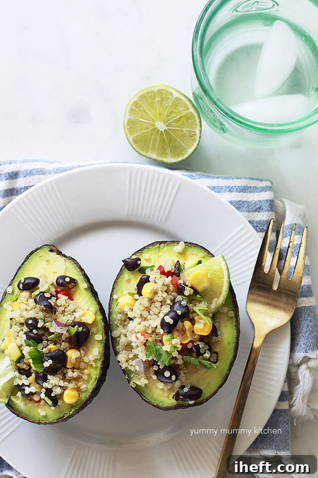 Avocados stuffed with quinoa salad