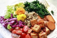 Rainbow Baked BBQ Tofu Buddha Bowls