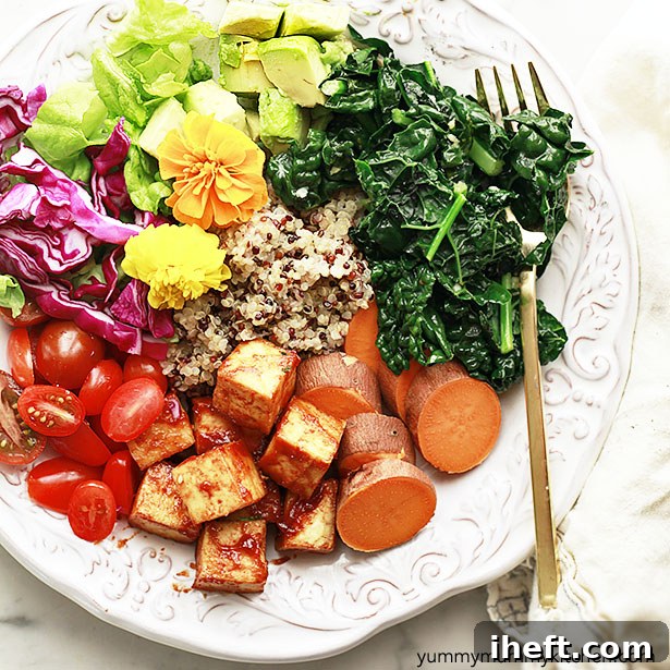BBQ Baked Tofu Rainbow Bowls Recipe Image