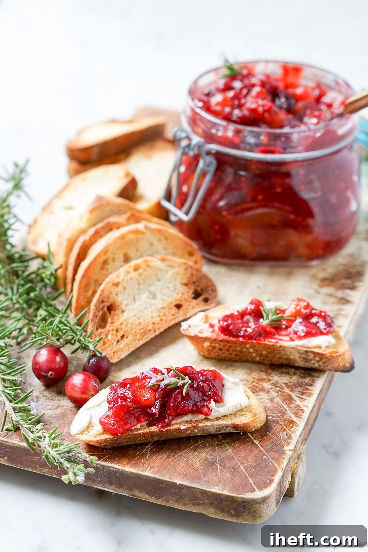 This easy cranberry chutney recipe is delicious on crostini or cheese platters, adding a vibrant touch to any festive spread.