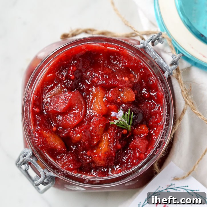 Cranberry Chutney on a wooden board