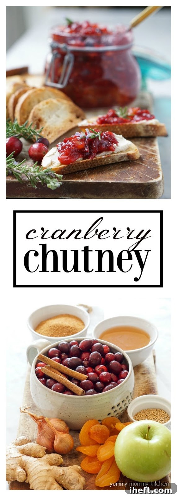 This beautiful cranberry chutney recipe is a delicious alternative to cranberry sauce, perfect for crostini, cheese boards, and Buddha bowls. It also makes an excellent DIY holiday gift!