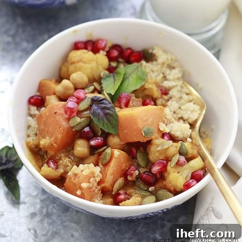 Butternut Squash Curry with Pumpkin, Cauliflower, and Chickpeas