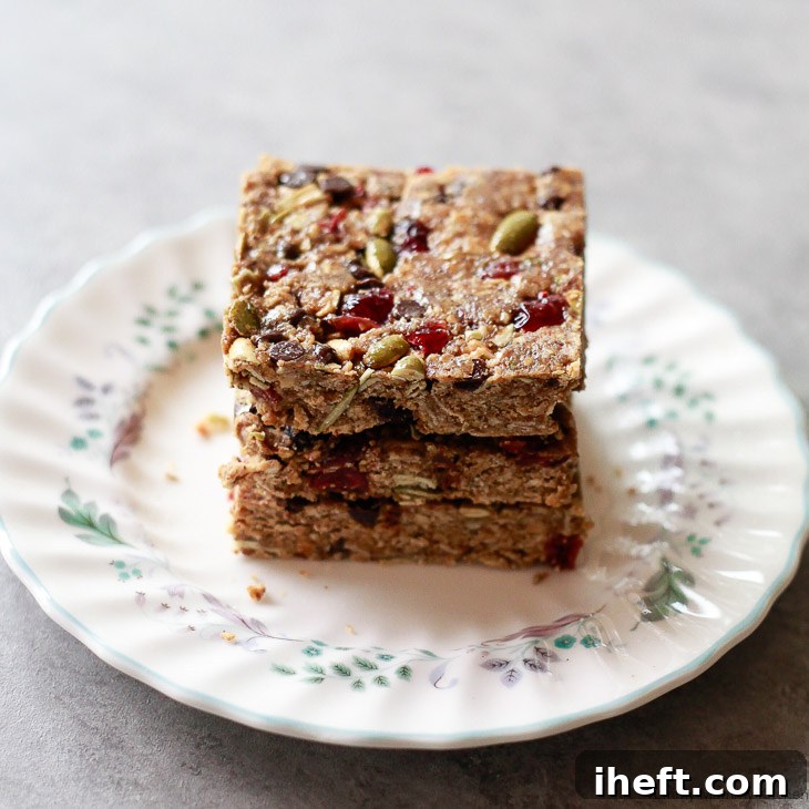 A delicious No Bake Superfood Energy Bar, showcasing the healthy ingredients.