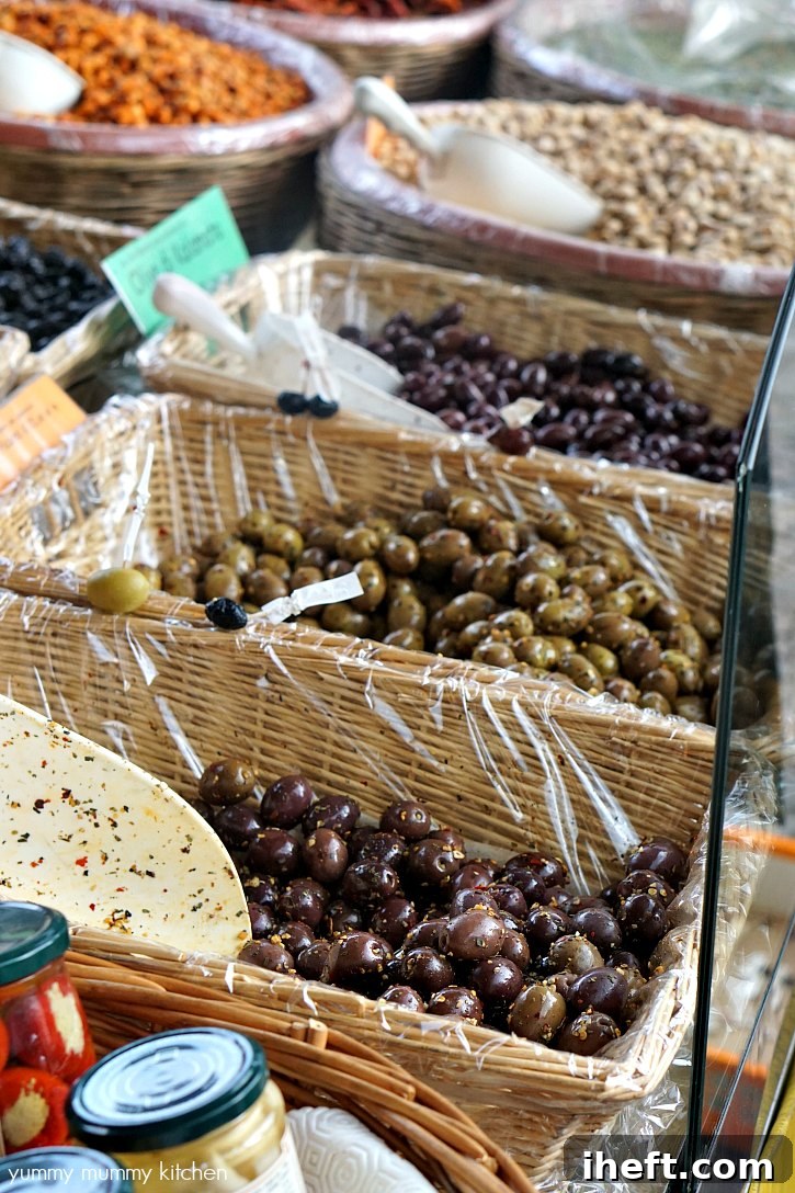 The Greve in Chianti Saturday farmers market has beautiful produce including olives. 