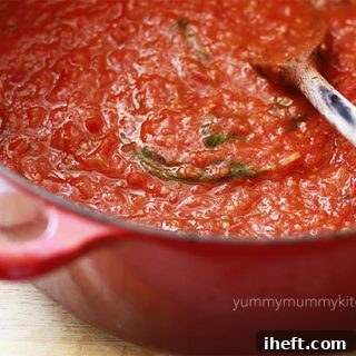 Marinara sauce made with fresh garden tomatoes.