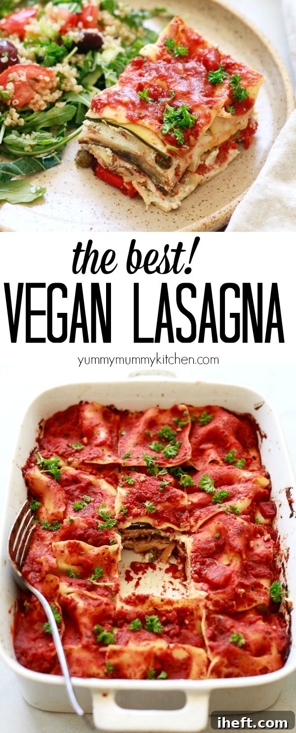 The best dairy-free, egg-free, and soy-free vegan lasagna, featuring creamy vegan almond ricotta and generous layers of eggplant and zucchini. This easy recipe uses convenient no-boil noodles and can be easily adapted for gluten-free and paleo diets, making it a perfect healthy vegan dinner idea for any occasion.
