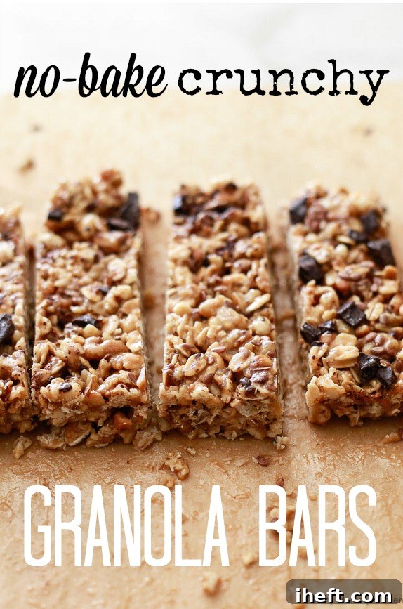 Easy no-bake crunchy peanut butter granola bars. These easy granola bars are made with pre-made granola and take just 5 minutes and 5 ingredients to make. This delicious snack is kid-friendly and easy to make vegan and gluten-free.