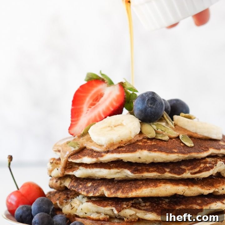 Vegan Banana Pancakes stack ready to be served