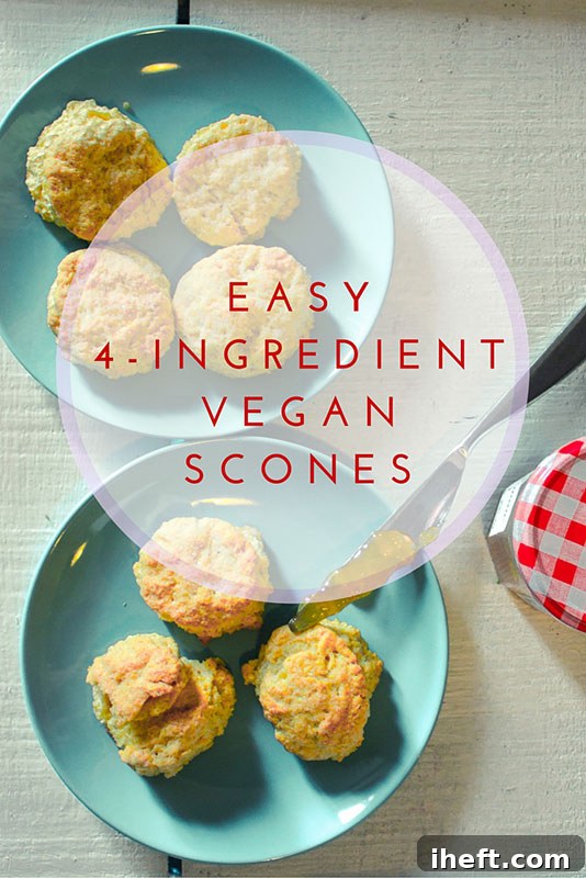 Beautifully presented easy 4-ingredient vegan scones, perfect for breakfast or afternoon tea.