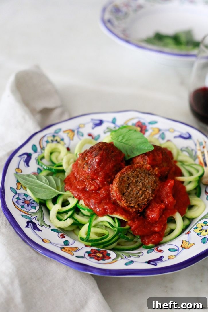 The inside of a vegan lentil meatball. These delicious vegan meatballs are made with lentils, mushrooms, and walnuts. 