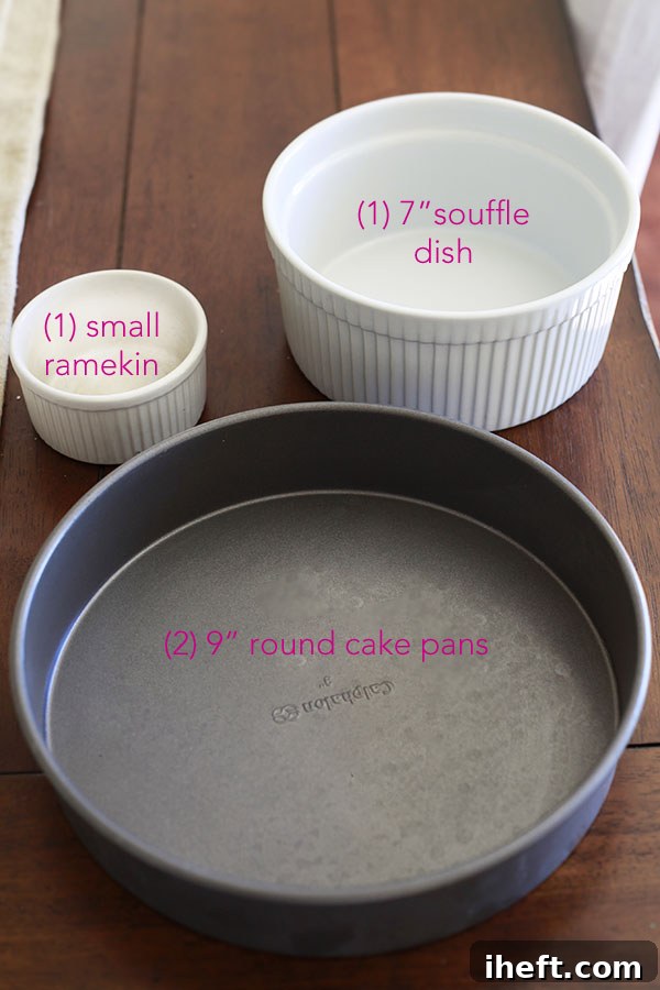 An assortment of various sized baking pans and dishes, perfect for creating unique sandcastle cake tiers.