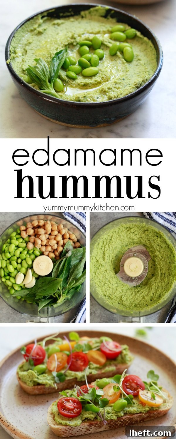 How to make delicious and healthy edamame hummus without tahini. This easy edamame hummus is a great source of plant-based protein and a delicious party dip hummus or spread for hummus wraps and veggie sandwiches. I love making this edamame basil hummus for food prep days. 