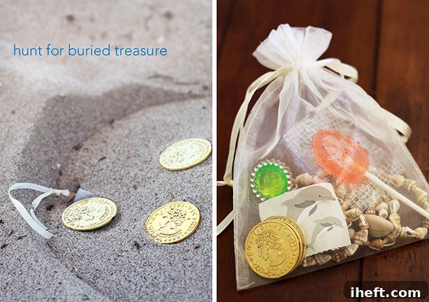 Children digging for treasure at a beach party