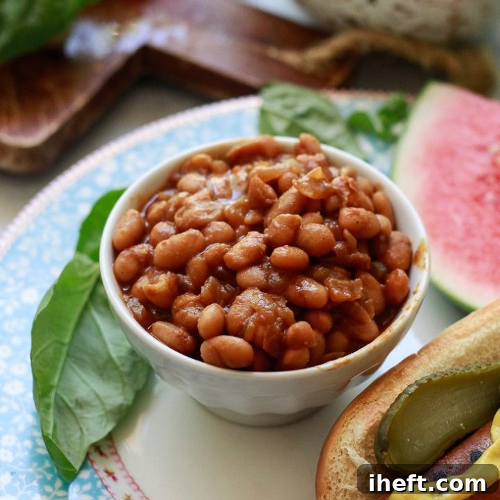 Delicious Vegetarian Baked Beans prepared from scratch