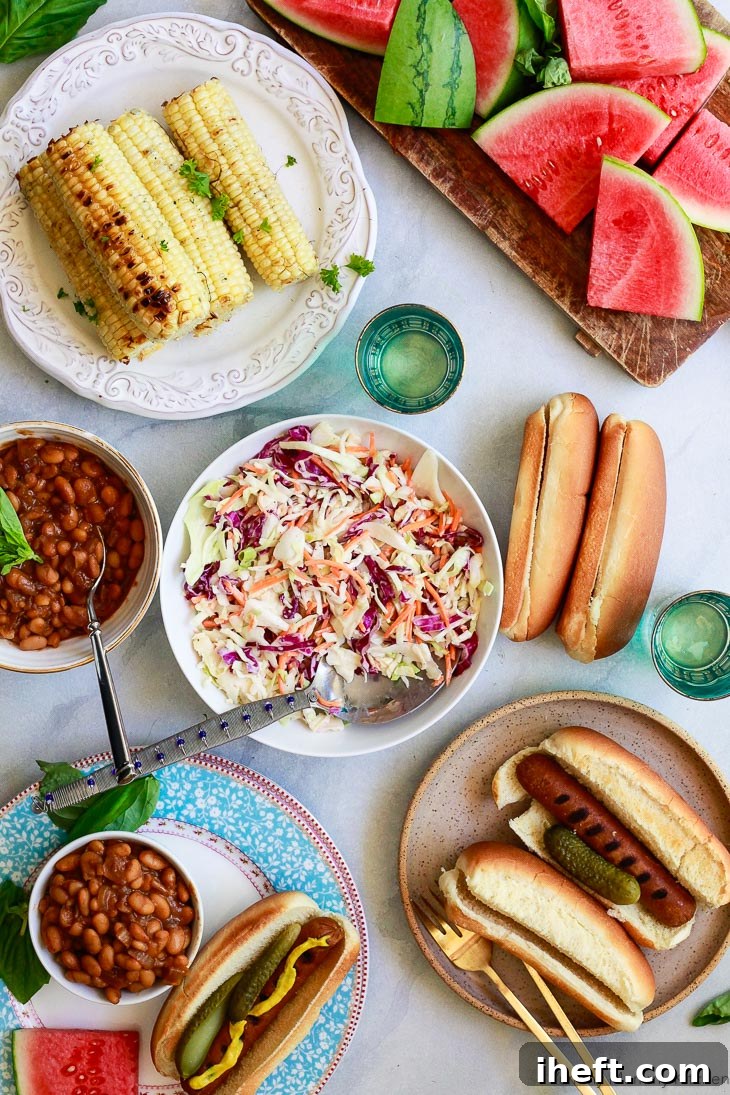 Creamy vegan coleslaw ready for serving at a summer barbecue.