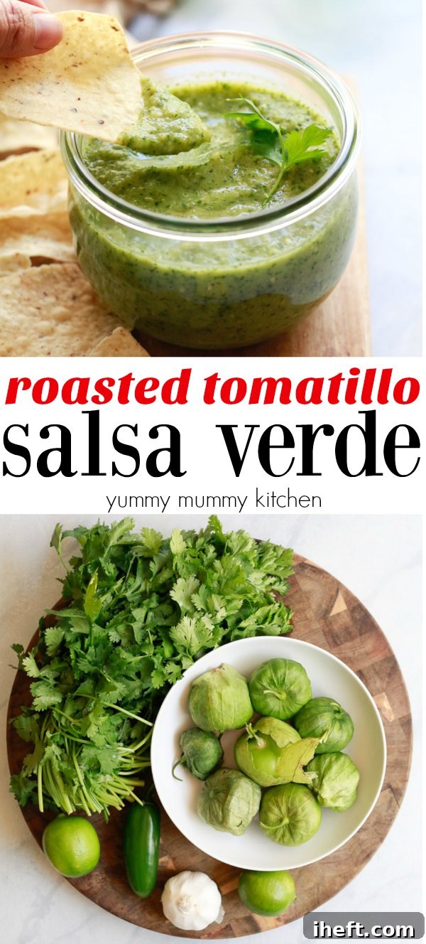 Find out how to make roasted tomatillo salsa verde with this easy blender recipe! Homemade salsa verde can be made mild or spicy and is delicious with chip or any Mexican dish. 