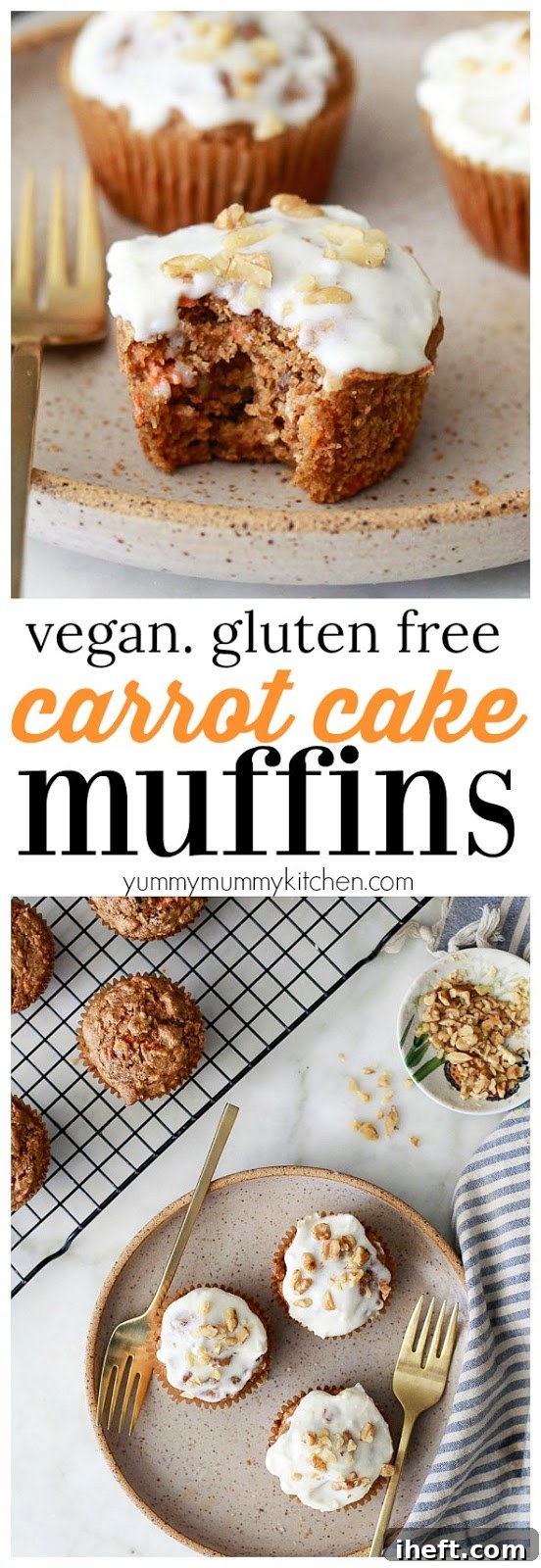 The most delicious gluten-free carrot muffins, easily made in the blender with healthy ingredients like oat flour and maple syrup. These dairy-free, oil-free, gluten-free, and vegan carrot muffins are a wholesome treat.