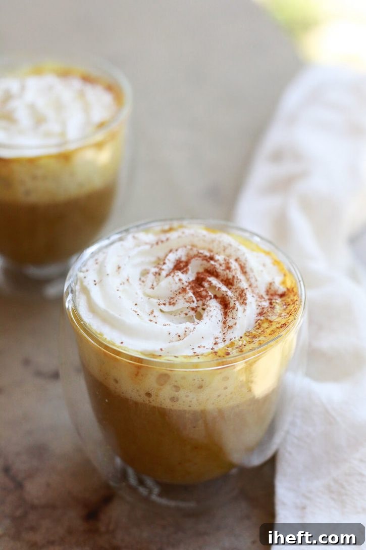 Golden turmeric pumpkin spice lattes. This easy vegan pumpkin spice latte has a golden milk turmeric boost. 