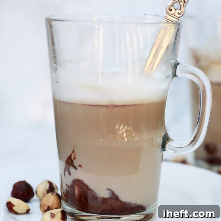 Chocolate Hazelnut Latte prepared in a mug, ready to be enjoyed.