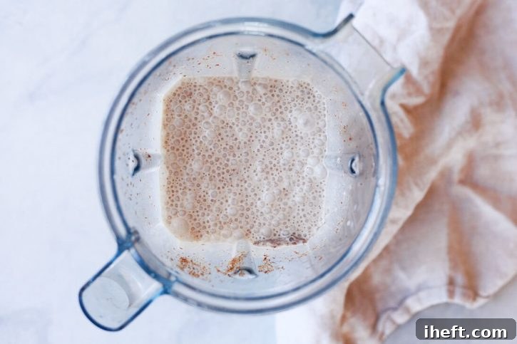 Blended flax-banana mixture, ready to soak the bread.