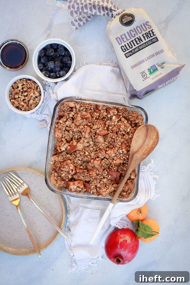 Ingredients for the oat crumble topping: gluten-free oats, coconut sugar, and vegan butter.