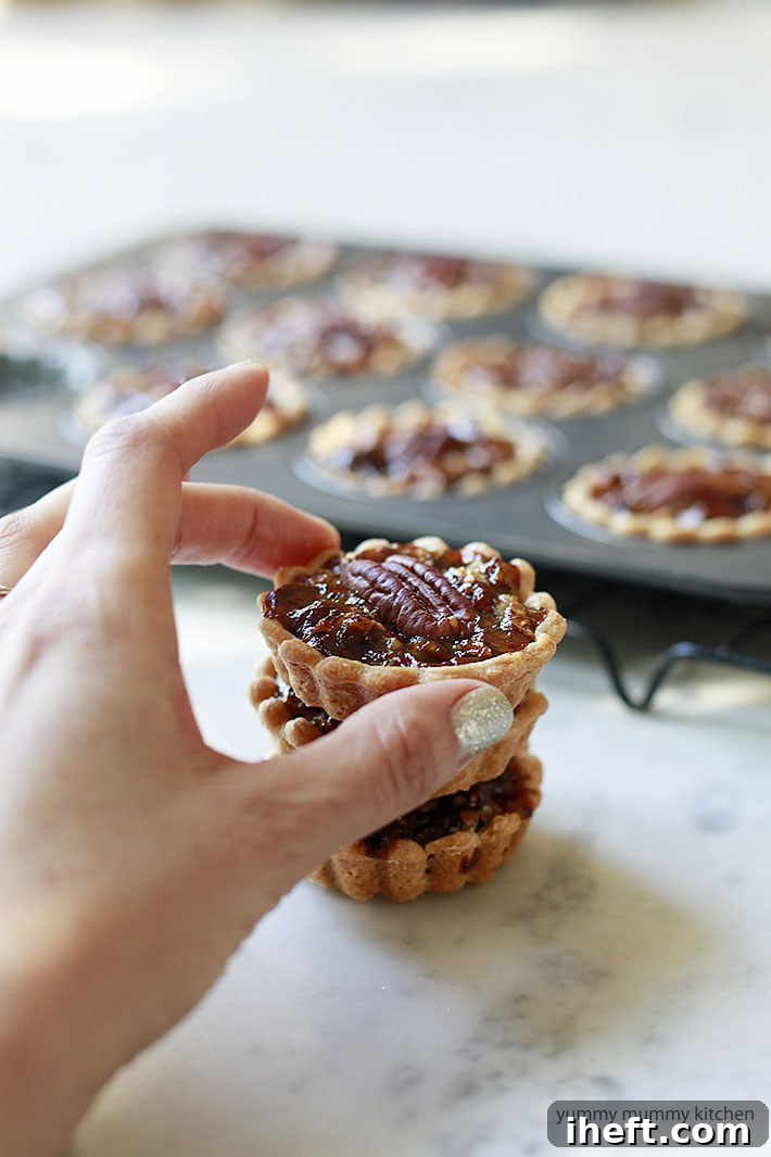 Cute mini vegan pecan pies are perfect for a vegan Christmas dessert. 