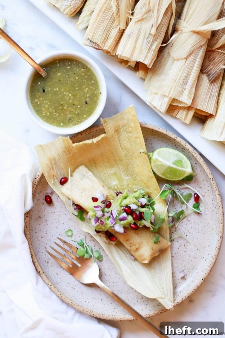 Plant-based Black Bean Tamales, a delicious and savory vegan option for Christmas dinner.