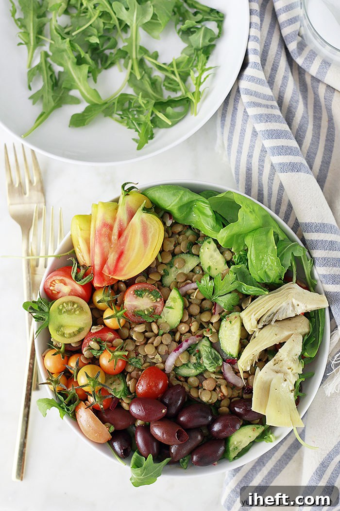 How to cook red and green lentils. A beautiful, healthy, vegan lentil salad bowl.