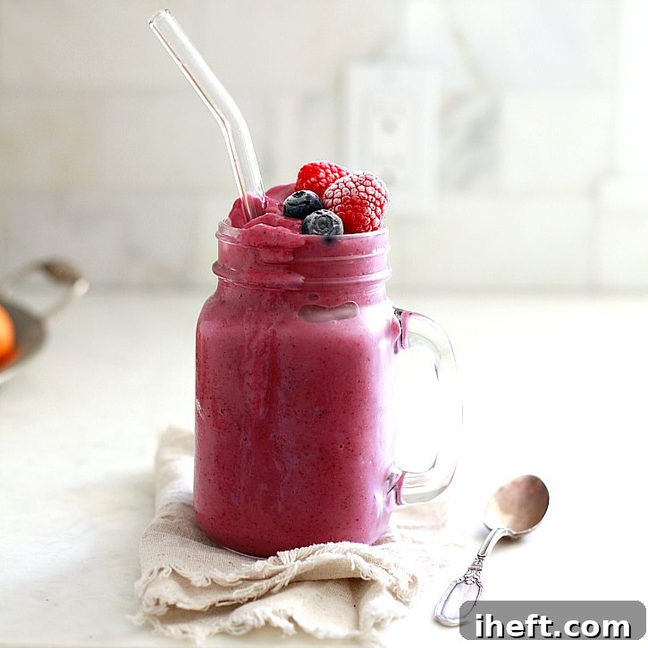 A decorative element often used for social sharing like Pinterest, featuring a smoothie image.