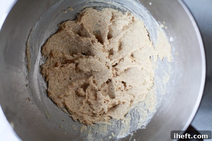 Creamed butter and sugar in the bowl of a mixer to start making gluten free vegan oatmeal cookies. 