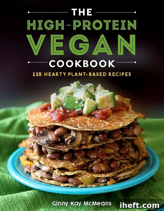 The vibrant cover of The High-Protein Vegan Cookbook, featuring a selection of delicious plant-based dishes, inviting readers to explore its pages.