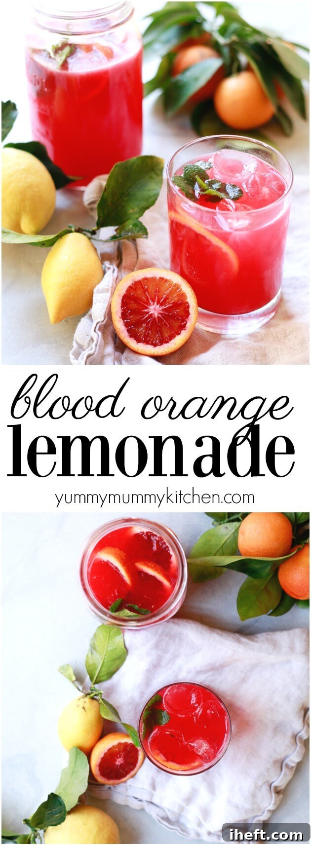 This easy and healthy blood orange lemonade recipe is so beautiful and delicious. It's naturally sweetened with stevia or honey and the perfect healthy non-alcoholic beverage. This blood orange lemonade recipe is just like from Panera - but even better. 