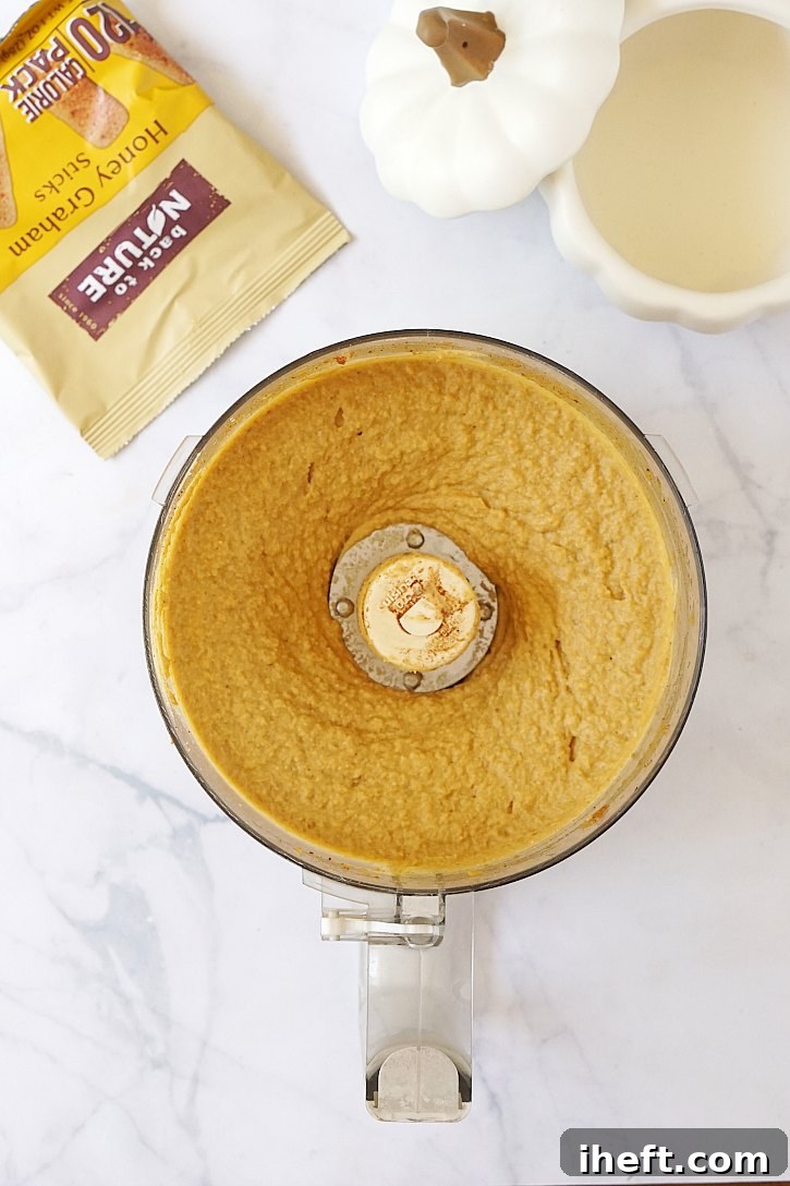 Pumpkin pie dessert hummus is easy to make in the food processor! 