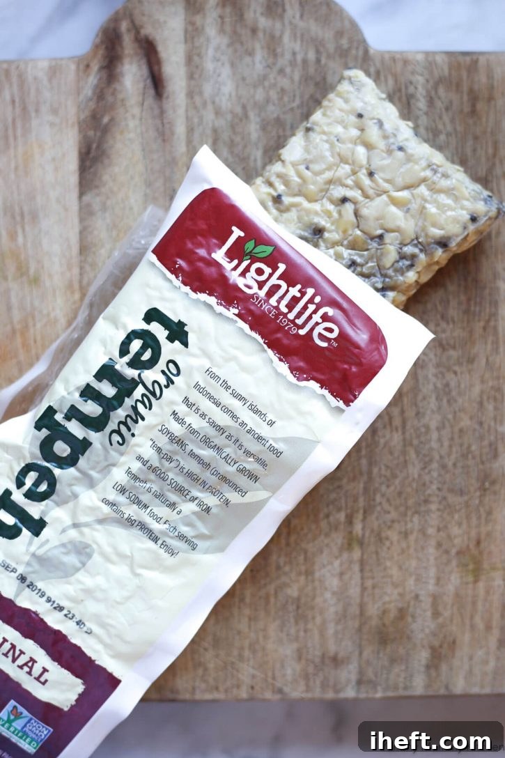 A package of organic Lightlife tempeh for using in vegetarian or vegan recipes.