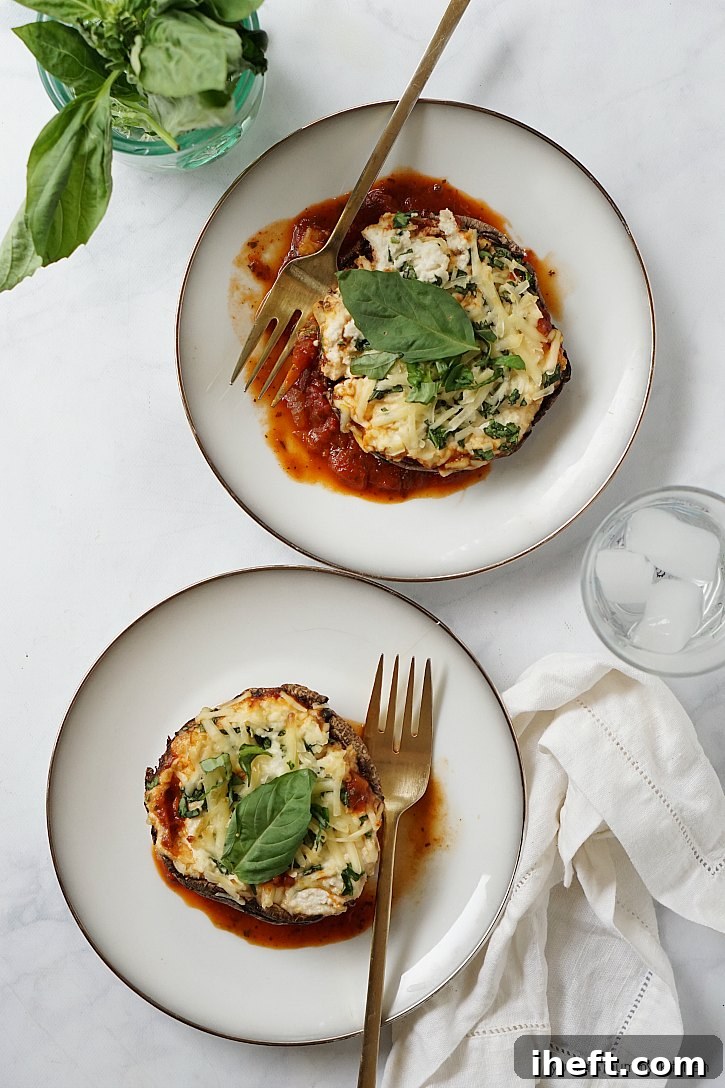 Stuffed and baked portobello mushrooms make a delicious, comforting, and healthy dinner.