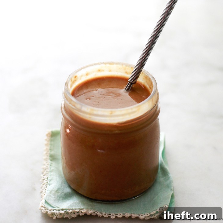 Simple Thai Peanut Sauce in a bowl, perfect for dipping or dressing.