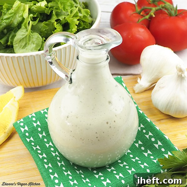 A bowl of creamy Vegan Buttermilk Dressing, a classic comfort food.