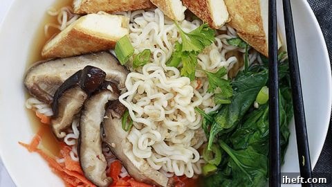 A comforting bowl of homemade vegan ramen with tofu