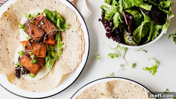 Spicy Cajun tofu wrapped in a soft tortilla