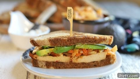 A unique Bulgogi tofu sandwich with tangy kimchi