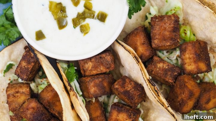 Delicious crispy baked tofu tacos with fresh cilantro lime slaw