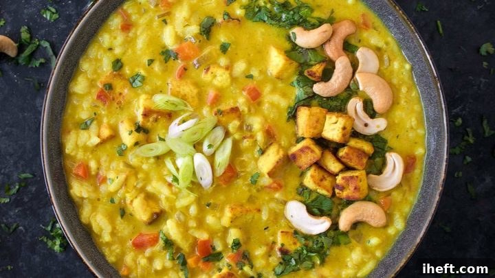 A comforting bowl of rich Thai coconut curry stew with tofu