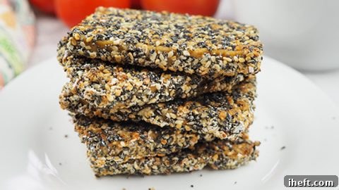 Savory baked tofu seasoned with everything bagel spice
