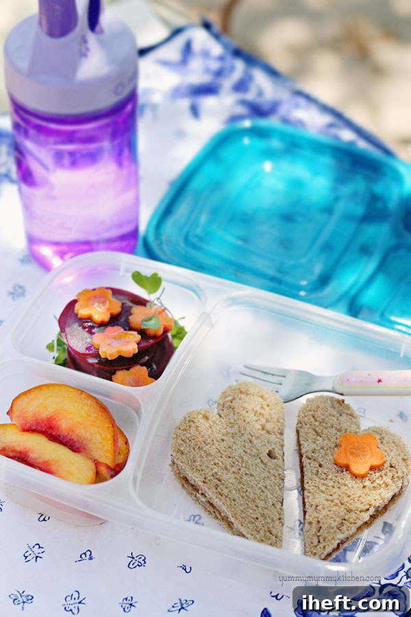A healthy and colorful lunchbox for a 4-year-old